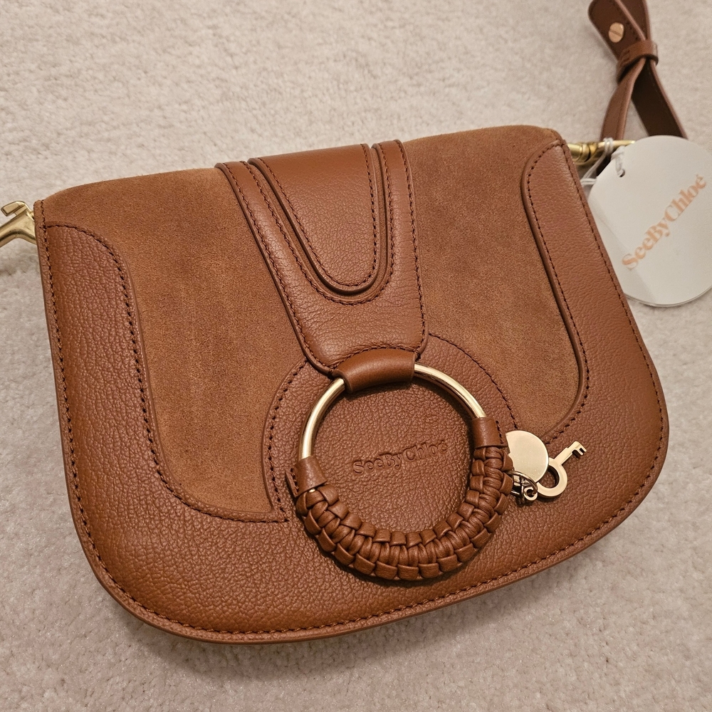 See By Chloe Brown Crossbody Bag with Signature Ring